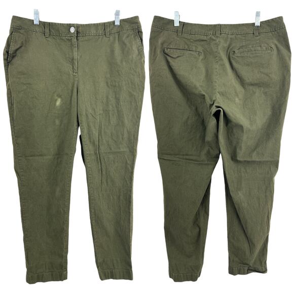 Sejour 14W Green Khaki Mid Rise Skinny Crop Pants - Picture 1 of 8